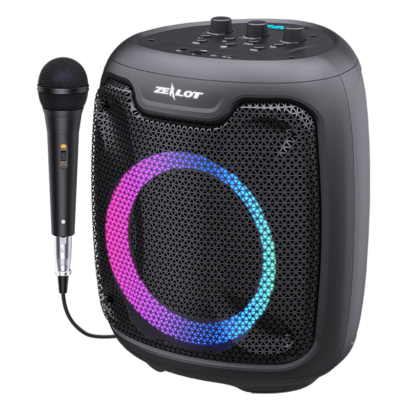 ZEALOT P8 Portable Bluetooth Speaker with Microphone RGB LED Light Wireless Speaker Crystal Clear Sound Waterproof Speaker ZEALOT P8 Portable Bluetooth Speaker with Microphone RGB LED Light Wireless Speaker Crystal Clear Sound Waterproof Speaker